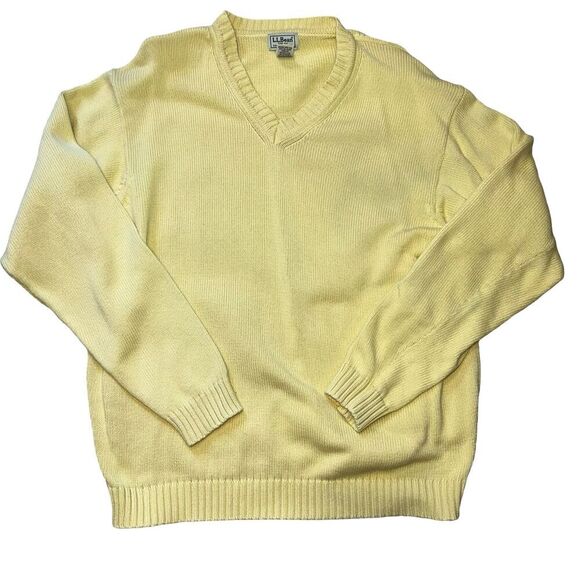 Vtg L.L Bean Sweater Men's Size L-REG Yellow Knitted Pullover Sweater - Picture 1 of 11